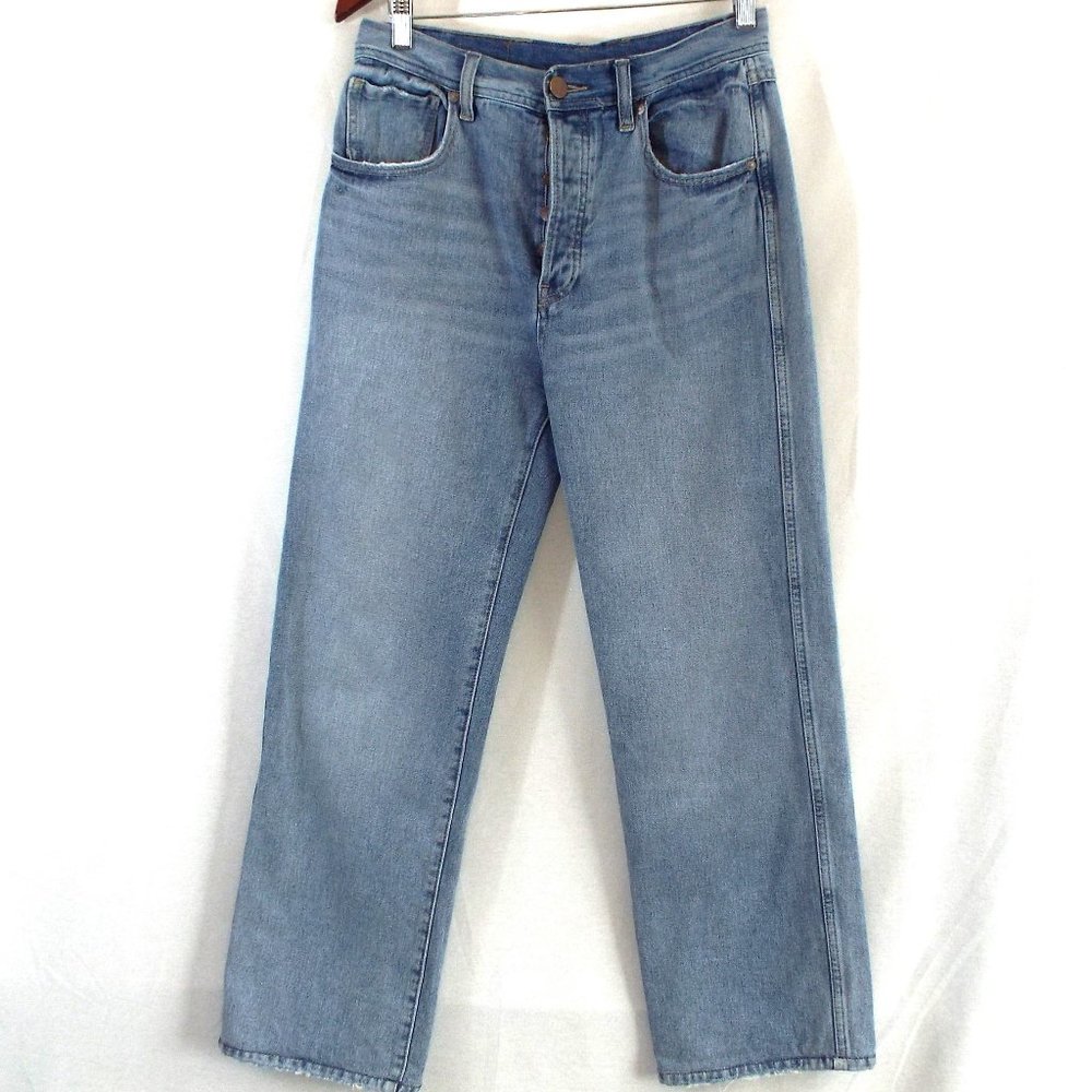 BDG Urban Outfitters Mid Rise Puddle Light Wash Distressed Denim Jeans Sz 27 W